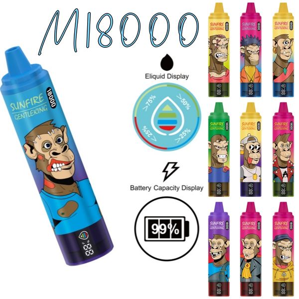 Оригинальный солнцезащитный торнадо 18000 Puffs Одноразовые E -сигареты Vape Pen 25 мл Pod 850MH Аккумуляторная батарея Аутентичная оптовая оптовая оптовая вапер Desechable Puff 15k