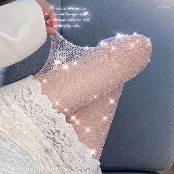 Mulheres meias gradiente de malha meias visualizações de meias nuas de festas nudez garotas de nylons finas em strass meios