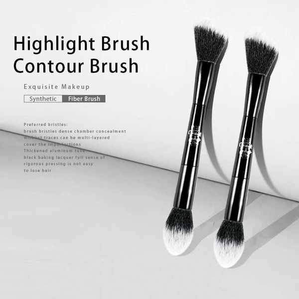 Escovas de maquiagem Kat von D-makeup Brush 23 Cabeça de cabeça dupla pó de fibra macia Hair elegante marca preta marca feminino q240507