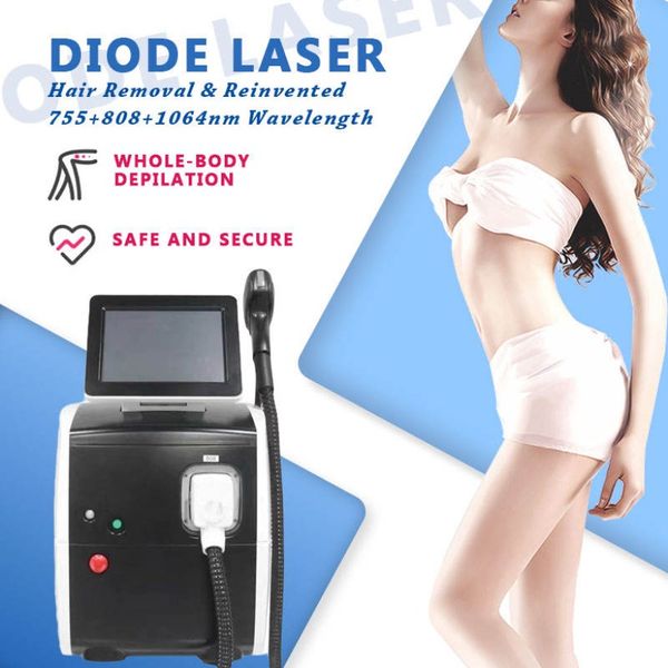 Máquina a laser 3 Diodo de comprimento de onda Máquina de beleza Lazer para remoção de cabelo de segurança Diodo 808nm Alexandrite Laser 808