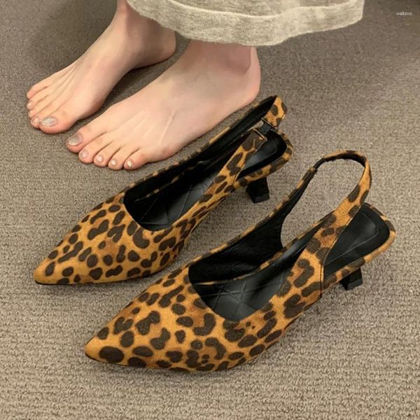 Sapatos casuais verão sandálias de saltos altos designer leopard apontado com o vestido sexy festeira bombas de caminhada mujer zapatos