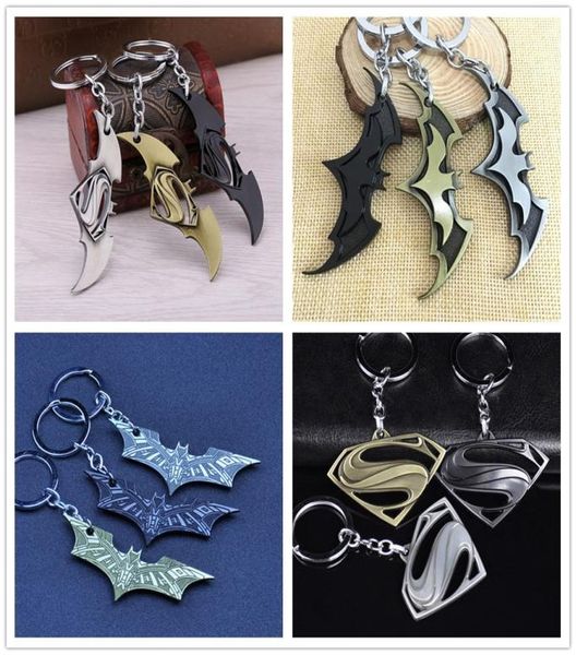 Süper Kahramanlar Batman Superman Metal Anahtar Kolye Keyings Komik Keychain Hayvan Yarasa Takılar Anahtar Zincir Halkalar Noel Hediye Hayranları Drops5101249