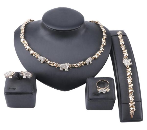 Brincos de colar de cristal de jóias africanas Brincos de jóias de ouro dubai para festas de casamento feminino