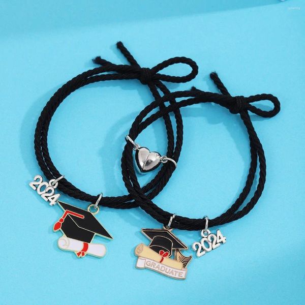 Braccialetti di fascino Inspirational 2024 Bracciale con corda di dottorato di laurea per donne per uomini fatti a mano Gioielli a corde intrecciate Heart Heart Student Gifts