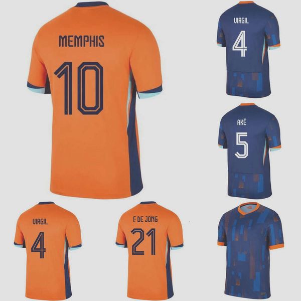 24 25 Paesi Bassi Memphis European Holland Club Soccer Jersey 2024 Euro Cup 2025 Shirt da calcio della squadra nazionale olandese Kit per bambini Kit completo messo a casa via Memphis Xavi Gakpo
