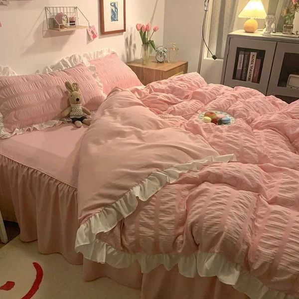 Bettwäsche -Sets Pink Fleuled Partica Board Down Duvet Cover -Set mit 34 Teilen weicher Leichtgewicht nach unten, um graue Bettwäsche einschließlich Bettwäsche und Kissenbezüge J05 zu ersetzen