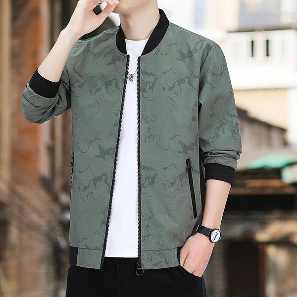 Herrenjacken 2024 Anzug Trend Slim Fit Top Frühling und Herbst Casual Camouflage Stehende Kragen Jugendjacke für Kleidung