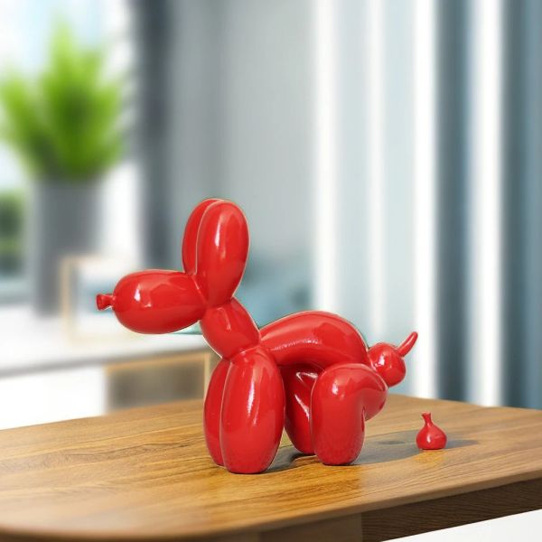 Skulpturen Vilead Funny Ballon kacken Hunde Skulpturen Harz Pop Art Statue Weißrotes Orament Badezimmer Home Dekoration Zubehör Objekt Objekt