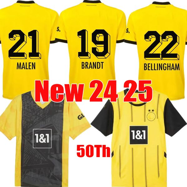 24 25 camisas de futebol Sancho Reus Dortmunds 50 anos no Westfalenstadon Special 2024 2025 Borussia Soccer Haller Football Cirtle Brandt Kids Kit All Black