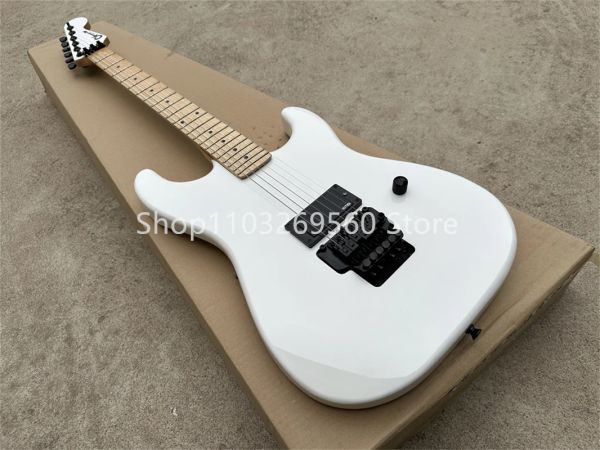 Guitar Hot Sale Factory Direct White 6String Electric Guitar, Acero Timteboard, Black Hardware, One Pickup