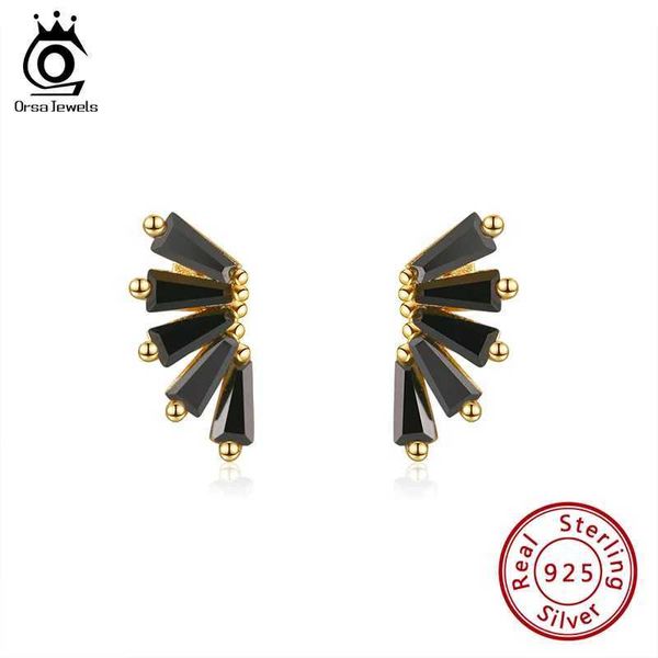 Stud Orsa Jewels 925 Orecchini ala nera malvagia in argento sterling femminile