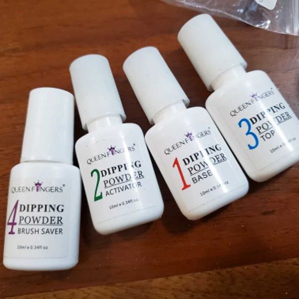 Tırnak Jel Dip Tozu Jel Sıvı Aktivator Taban Üst Fırça Koruyucusu 10ml * 4 Daldırma Akrilik Oje Ayak Tedavisi 4 Adımlı Doğal Kit Tutkal Q240507