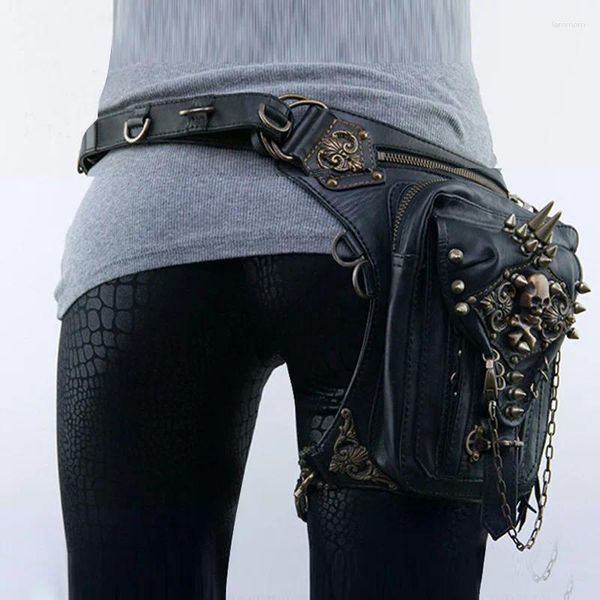 Bolsas de cintura Motocicleta Mulheres Bolsa Fanny Packs steampunk coxa cinturão moto moto cair perna gótica ombro crossbody