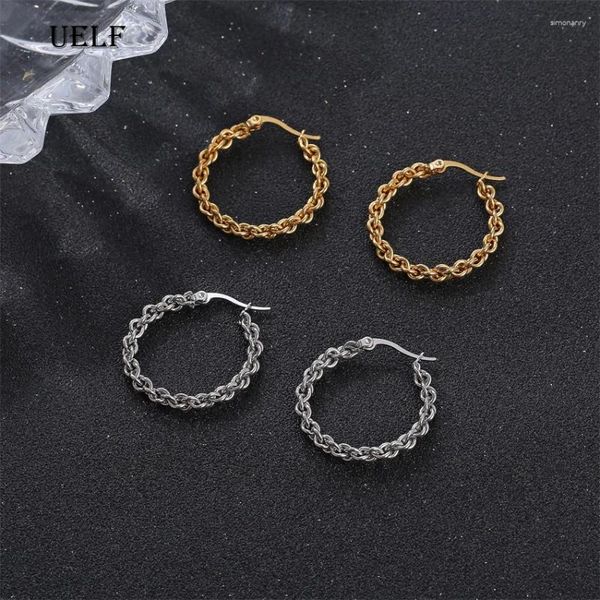 Hoop Ohrringe Uelf Mode Twiste für Frauen übertrieben Goldfarbe Metall Wrap European Ohrschmuck Oorbellen