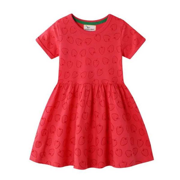 Vestidos de garotas pulando medidores de meninas para meninas vestido de verão Princesa morango para crianças roupas tutu fofo desenhos gostosos infantil garotas