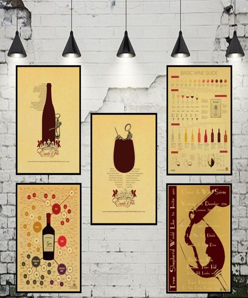 Grundlegende Weinhandbuch Vintage Poster Bier und Weinverkostung Retro Kraftpapier Tapete Home Decor Bar Wall Aufkleber8975283