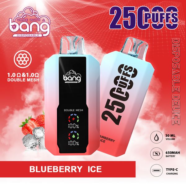 Bang Box Puff 25000 25K Puffs Pofos de vape descartáveis ​​Pen dos vapers autênticos Mesh Bobina recarregável e cigarros 0% 2% 3% 5% 12 Cores Tela LCD Screen