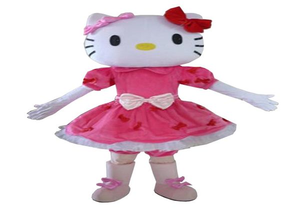 Trajes de mascote de Halloween rosa Hello Hello Cat Mascot Costume Cartoon Vestido de festa 4785849