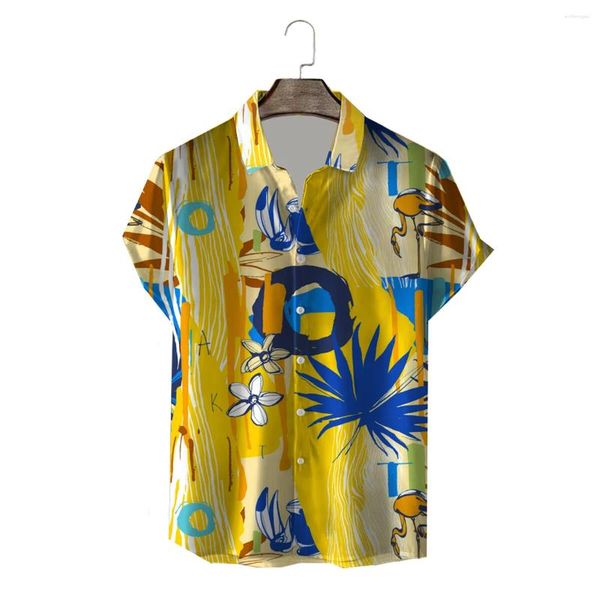 Camicie casual maschile Summer Stamp Fancy Shirt Shirt Hawaiian T-shirt Outfit per indossare abiti vintage Hawaii