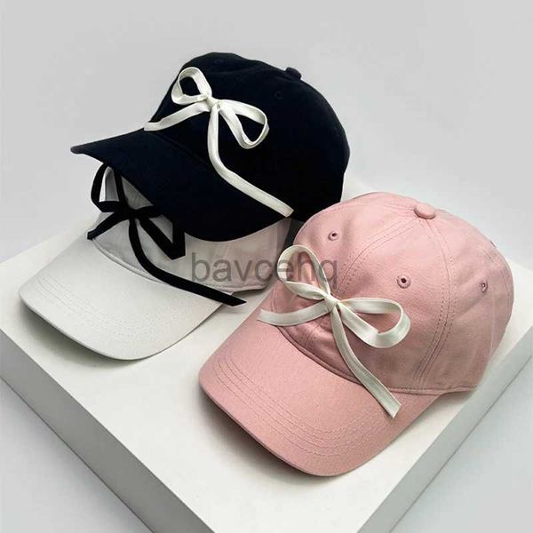 Top Caps Yeni Erkekler Kadın Kore Bow kurdele Beyzbol Şapkaları Güneşlik Niche Ins Nefes Alabaş Snapback Caps Çok yönlü moda Tatlı Basit Öğrenci D240507