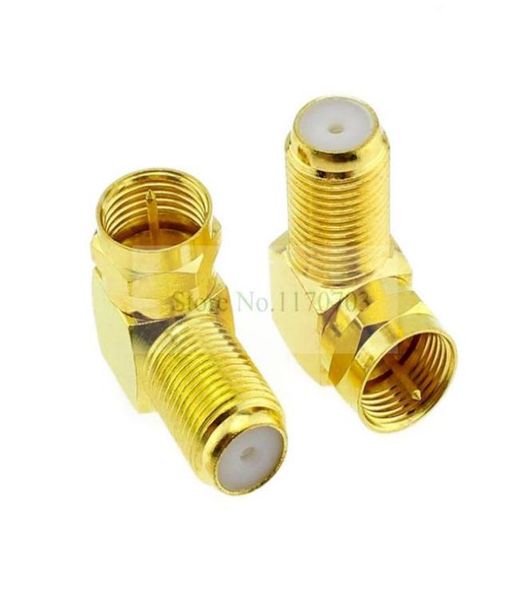 100 pezzi 90 gradi angolo destro oro placcato F RG6 RG59 Adattatore connettore coassiale coassiale F maschio a F Female2733698