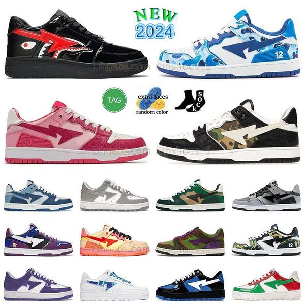 2024 Sneakers Traubendesigner lässig Schuhe SK8 Braun Skate Purple des Chaussures Pink Sta Jugend Schwarz Tennis Skateboard Orange Leopardenmuster Patentleder -Trainer