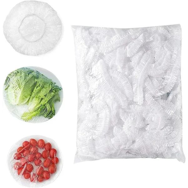 200pcs Tek kullanımlık gıda örtüsü plastik sargı elastik gıda kapakları meyve kaseleri için saklama mutfak taze tutma film gıda charlotte
