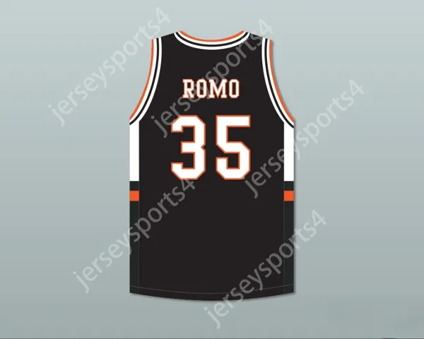 Özel Nay Mens Gençlik/Kids Tony Romo 35 Burlington Lisesi Siyah Basketbol Forması Yama Top Dikişli S-6XL