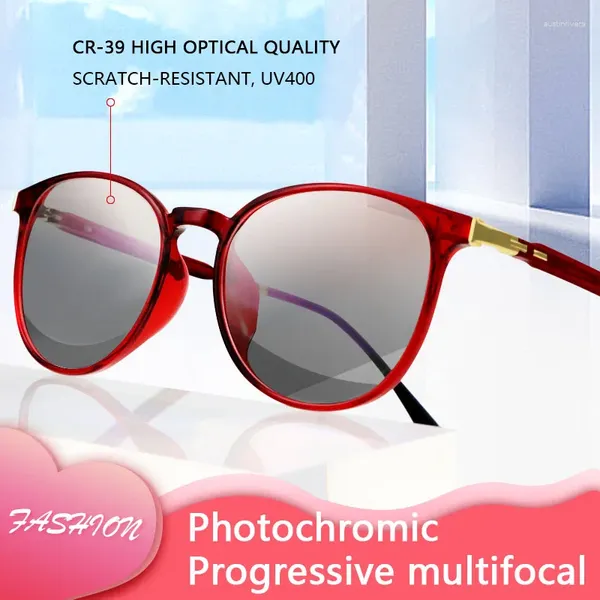 Occhiali da sole Pochromic Progressive Multifocus Reading Glasses for Women Reater Multifocal Lightweight Tr90 Frame