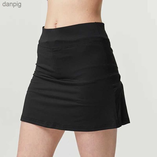 SKIRTS Women Fitness Sports High Sports Sports Skort Marathon Running Tennis Skort Peças de duas peças saia plissada Y240508