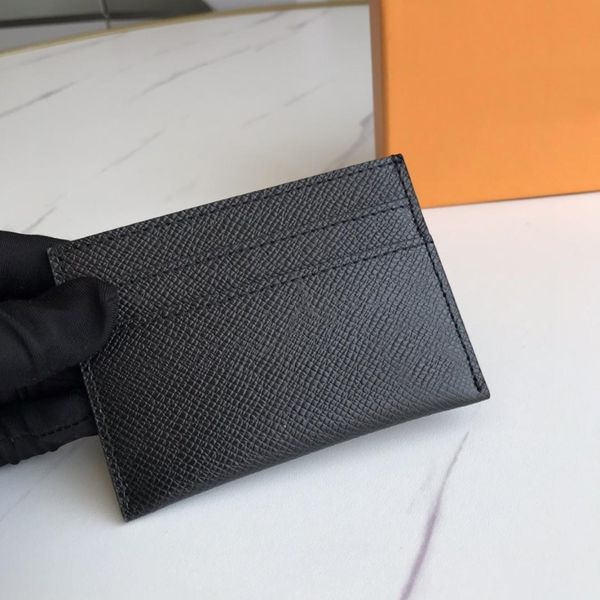 Portadores de cartão de crédito de lona de moda por atacado Borwn Flowers Letras de couro Mini Wallet Designer Pure Color Black Free com Bo 301r