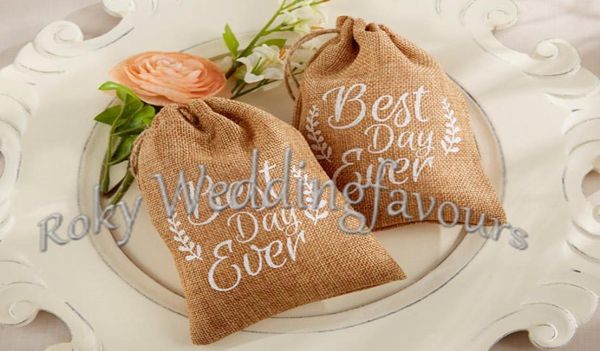 50pcslot Quote Tag Everquot Musselin Bag Leinenbevorzugungen Taschen Musselin Süßigkeiten Tasche Brautdusche Hochzeit Favor Bag7611620