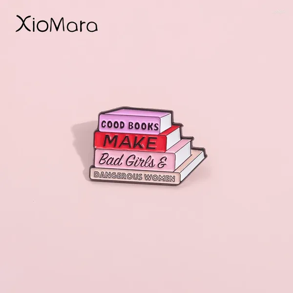 Spille Femminista Libri Pink Libri Pins Pins Custom Good Texts Badges Bassie Cartoon Giochi di gioielli divertenti per donne danere