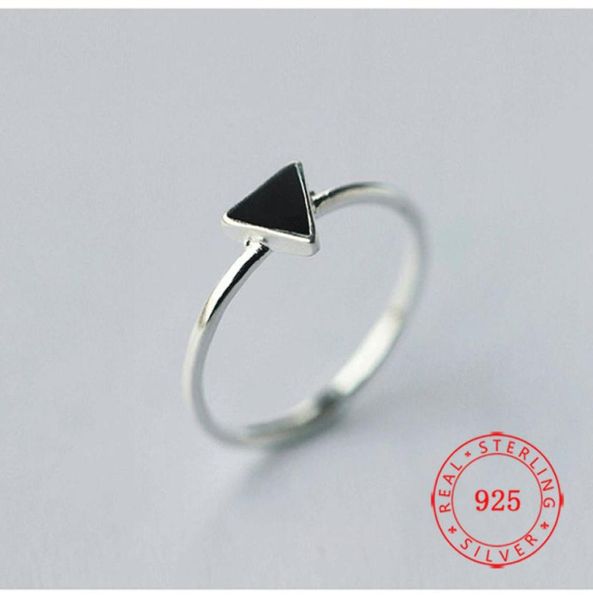 Simple Real 925 Серебряный кольцо стерлингового кольца Стабируемые любовные треугольные кольца с регулируемым размером дизайн ювелирных изделий7511897