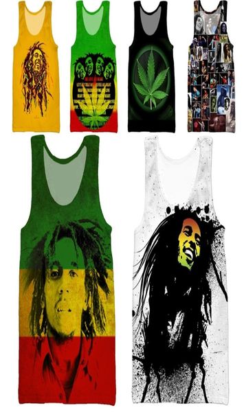 Hoxixib 3D Print Reggae Певица Bob vest White Fashion Cool Hip Hop Men Men Sanks Tops Rought Home Home Women Рубашка 2206131636579