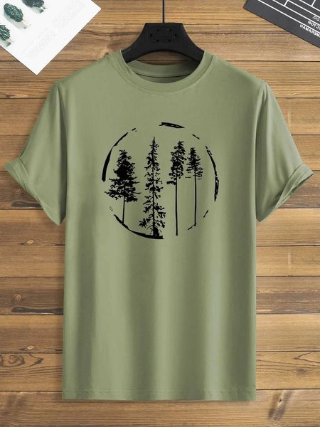 IRTS Woods Tee Print T-Shirt für Herren Casual Crew Neck Kurzarm Fashion Sommer T-Shirts reguläre und übergroße T-Shirt 2024 New J240506