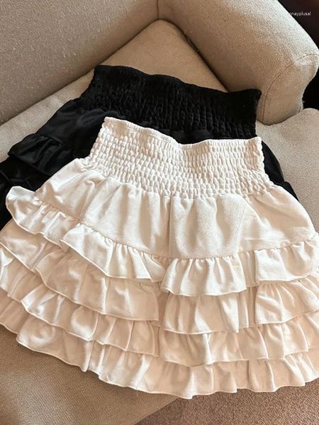 Saias doces y2k saia feminina Cantura alta verão Saia Ruffles Jupe 2024 Faldas mujer moda moda coreana mini