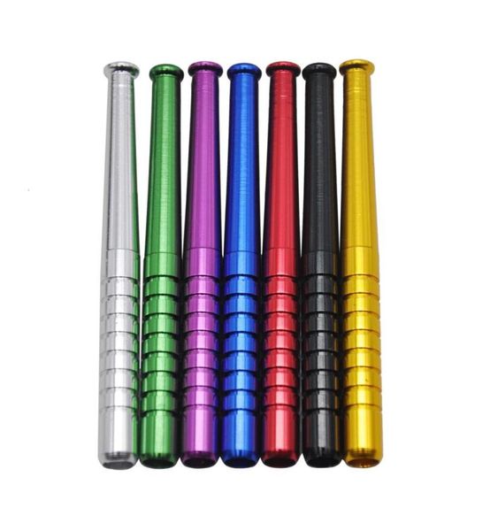 Metal One Hitter Bat Pipe 78mm Aluminiumlegierung Unterstand Kräuter -Tabakzigarette Sniffer Schnupftabor -Snorter Mini Baseball Baseball Fledermaus gerade 5580739