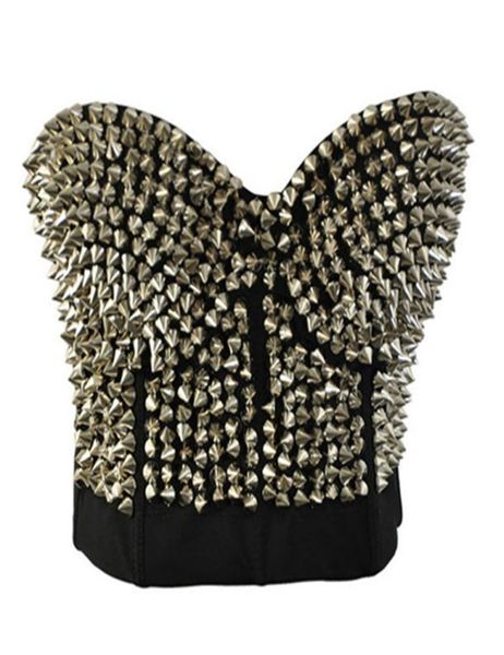 Fororgasm sexy Fashion Spike Stud Rivet Gold Silber Dessous Punk Party Wege Clubwear Push Up BH für Frauen1236742