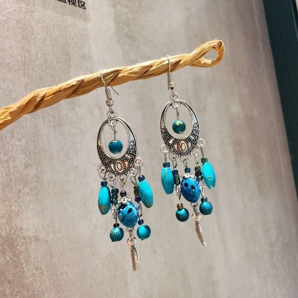 Charme Bohemian Etnic Style Miao Silver Ear Ring Long Performance Tourism Dance Jewelry Show Face Slim Tassel Brincos