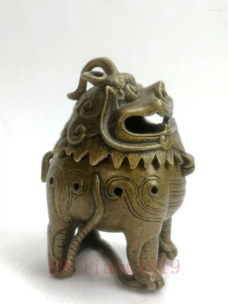 Coleção de estatuetas decorativas Antigo porcelana de bronze Kylin Smoked Incense Burner Decoration