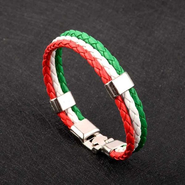 Kette Edelstahl Herren und Frauen Spanien Frankreich Italien Argentinien Flag PU Lederarmband handgefertigtes Schmuck J240508