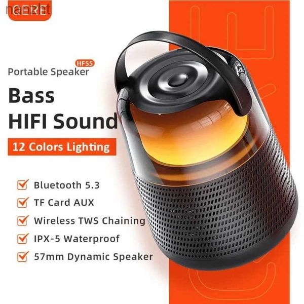 Tragbare Lautsprecher Handy -Lautsprecher QERE HF55 MINI Tragbarer drahtloser Lautsprecher Outdoor -Subwoofer mit LED -Blitzfarbe Metall -Bass -Lautsprecher WX