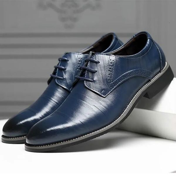 Männer Oxfords Schuhe Britisch schwarze blaue Schuhe handgefertigte komfortable formale Kleidermänner Flats Schnürböder Business Schuhe HJM7 240426