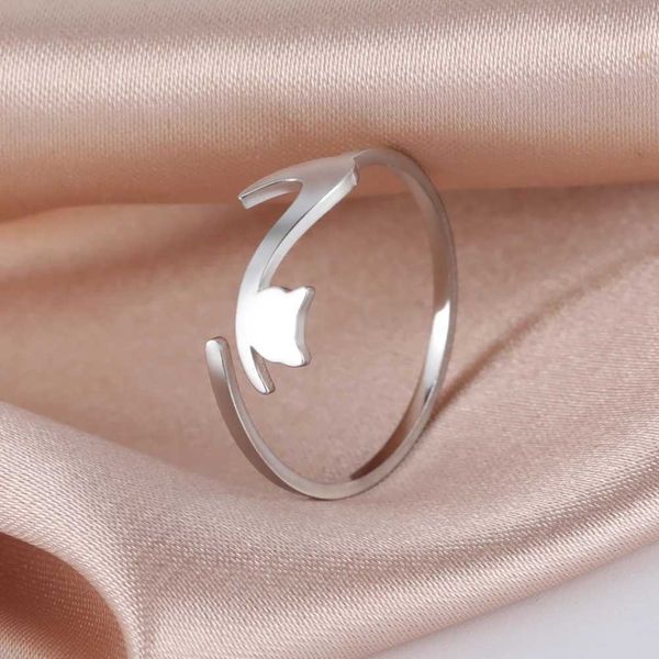 Обручальные кольца Skyrim Animal Cat Women Rings Регулируемые из нержавеющей стали минималистские ювелирные кольца вечеринка подарки на день рождения подарки 2024 Оптовые
