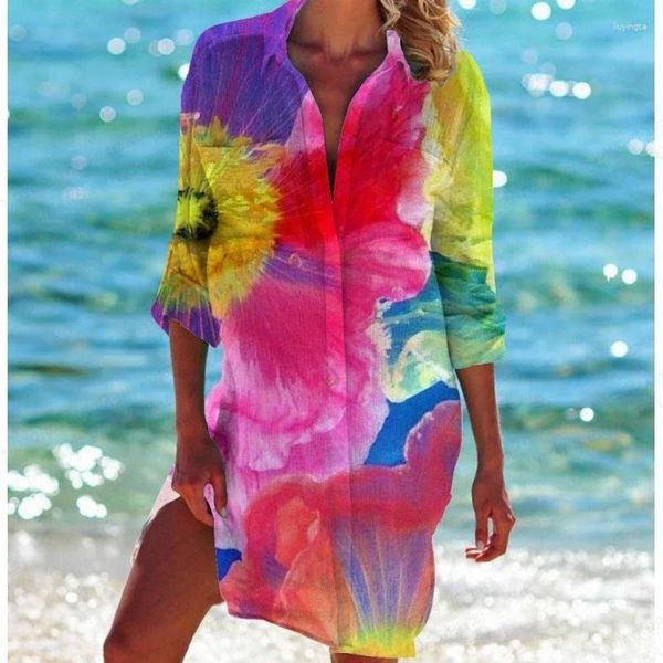 Camicette da donna blusa floreale abbottonata camicia a maniche lunghe stampe uccelli tropicali camicie da sole per la protezione solare per la protezione solare