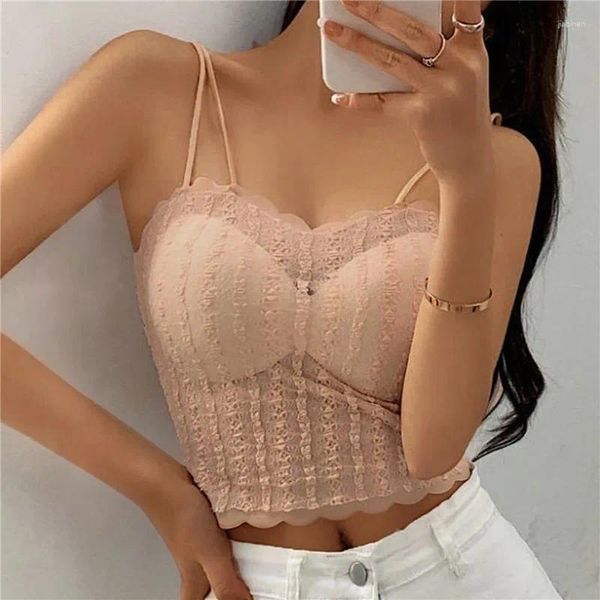 Frauen Tanks 2024 Frauen sexy Spitze Camisole Tops Sommer Girls Kurzschlug Sweet Print Crop Top Ladies Tiefs süße Mujer Femme