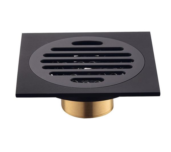 Modern Pure Black Invisible Chuveiro Dreno Dreno Banheiro Varanda Uso de Material de Brass Drenagem de Tiles de Drenagem Rápida Drenos quadrados 609 R8156799