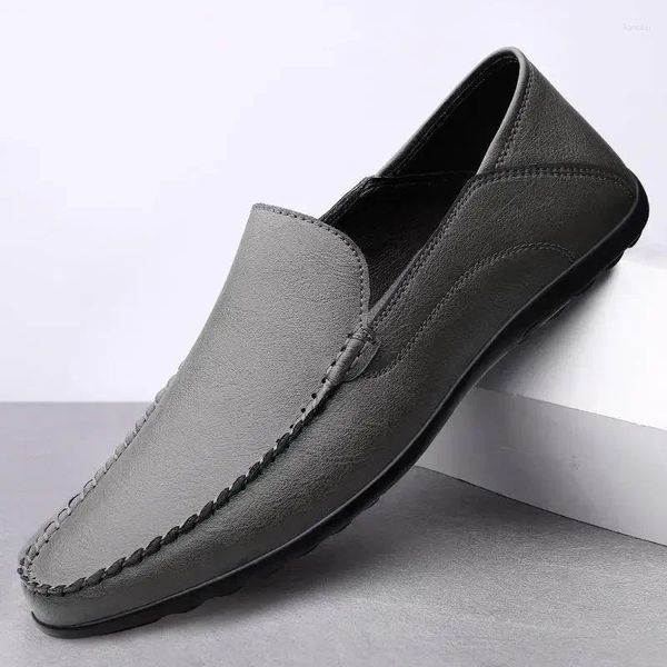 Sapatos casuais cupomos masculinos de couro de couro de couro masculino