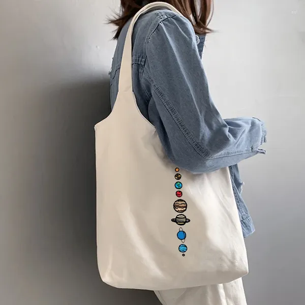 Einkaufstaschen literarische große Leinwand Tasche Tuch Tasche Lebensmittel Umweltkäufer Schulter für Mädchen Retro Torebki Damskie